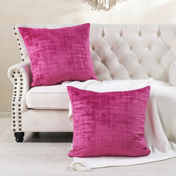 Home Soft Things Textured Velvet Pillow Covers (Set of 2), - Raspberry Rose - 26" x 26"