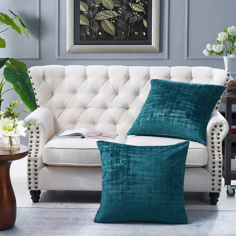 Home Soft Things Textured Velvet Decorative Throw Pillow Covers Soft Velvety Pillow Cases Cushion Covers No Pillow Insert Set of 2 Deep Teal 26 x 26 EURO Walmart