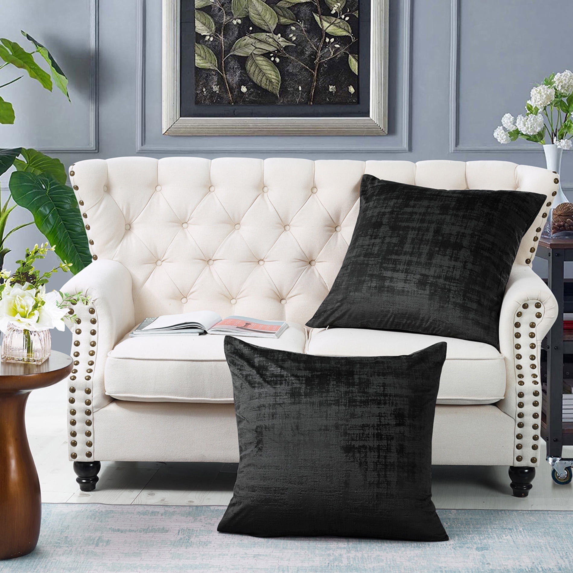 Steeple Gray Textured Velvet Euro Pillow Set of 2