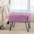 thumbnail image 1 of Home Soft Things Textured Velvet Ottoman Stool Chair, Upholstered Footrest with Black Metal Legs, Mauve Shadows, 19" x 13" x 17", 1 of 7