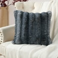 thumbnail image 1 of Home Soft Things Thick Stripe Faux Fur Pillow Covers, 1 piece, 20"x20", Black, 1 of 8