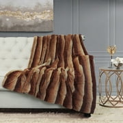 Home Soft Things Tip Printing Light Faux Fur Throw - Meru Stripe Umber - 50" x 60"