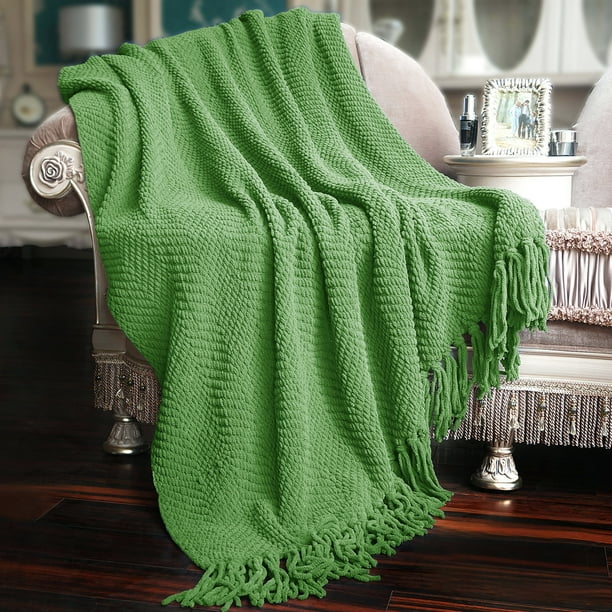 Home Soft Things Tweed Throw Blanket Reversible Lightweight Super Soft Cozy Throw Blanket Green Eyes 50x60 inches