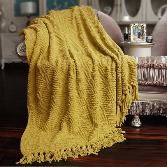 Home Soft Things Tweed Throw - Lemon Curry - 50" x 60"