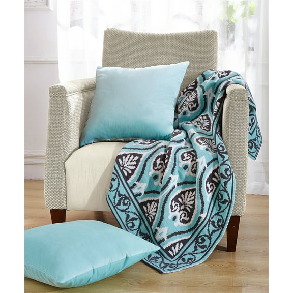 Home Soft Things Woven Throw & Pillow Cover Combo - Neapoli - 50" x 60"/18" x 18"