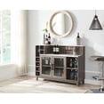 thumbnail image 1 of Home Source 36.6" Buffet Bar Cabinet with Wine and Glass Rack, Farmhouse Coffee Station Cabinet, Sideboard Liquor Cabinet with Storage for Kitchen, Dining Room, Stone Grey, 1 of 5