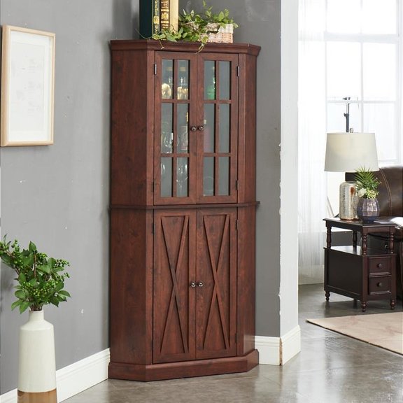 Home Source 69'' Enclosed Mahogany Corner Cabinet