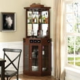 Home Source Corner Bar Unit with Two Glass Shelves, Builtin Wine Rack