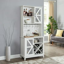 Home Source Elegant Off-White Bar Cabinet