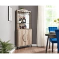 thumbnail image 1 of Home Source Grey Wash Bar Cabinet with Half Moon Handles and Metal Base, 1 of 5