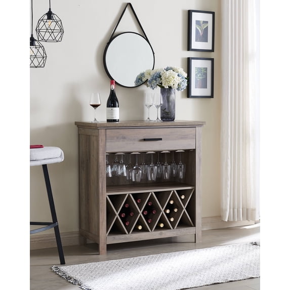 Home Source Jill Zarin Bar Sideboard in Grey Wash in Wood