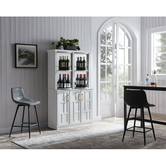 Home Source Jill Zarin Home Bar Cabinet Rotating Wine Rack White