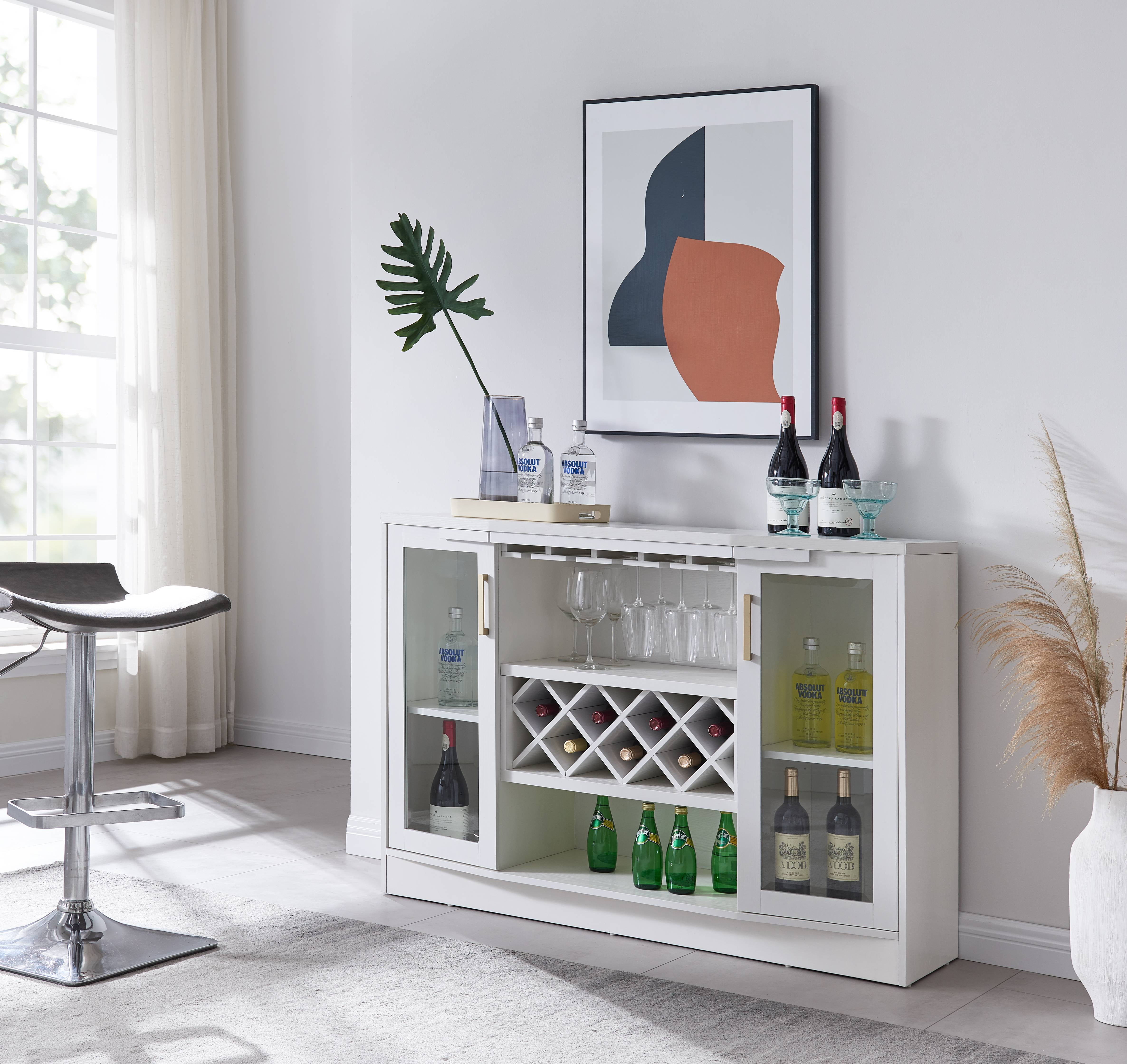 Home Source Jill Zarin White Bar with Gold Accent Handles