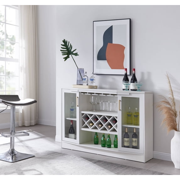 Home Source Jill Zarin White Bar Cabinet with Gold Accent Handles