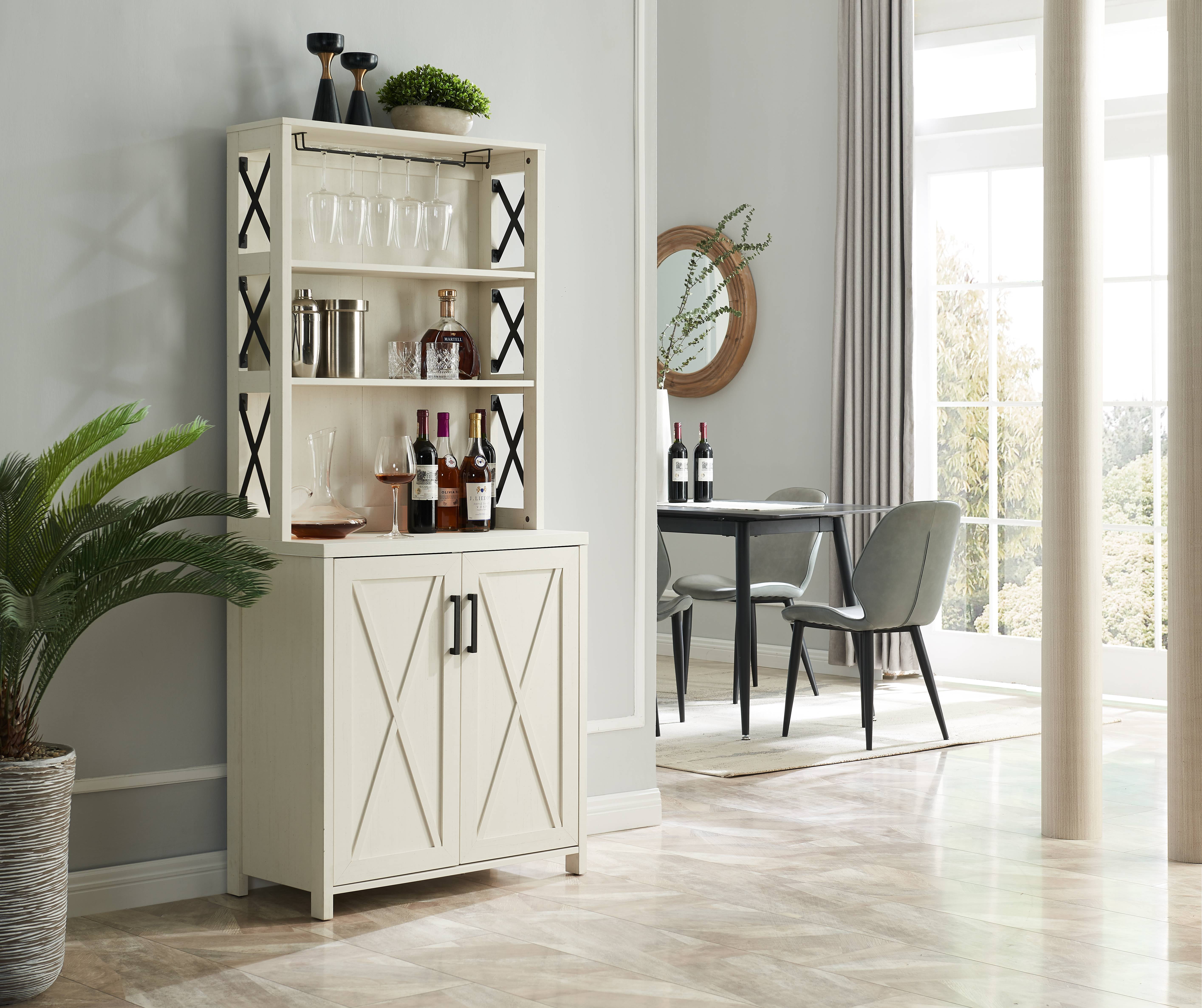 Antique white bar on sale cabinet