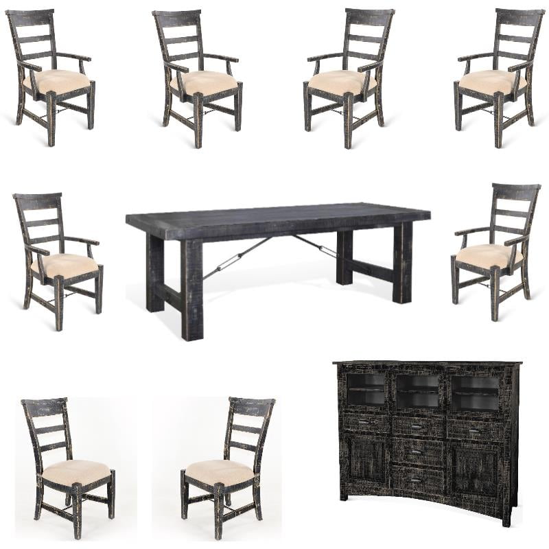 Home Square 10-Piece Set with Table \u0026 6 Side Chairs \u0026 2 Arm Chairs \u0026 Wood Server