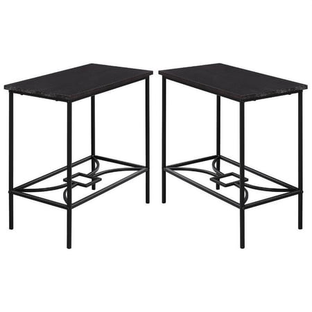 Home Square 12" Accent End Table in Cappuccino and Black - Set of 2