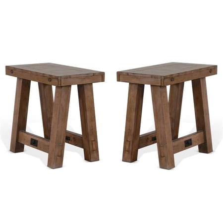 Home Square 16" Mahogany Wood Chair Side Table in Taupe Brown - Set of 2
