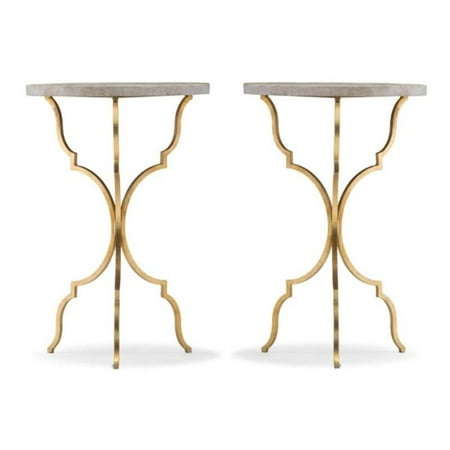 Home Square 16" Round Martini Table in Gold Finish - Set of 2
