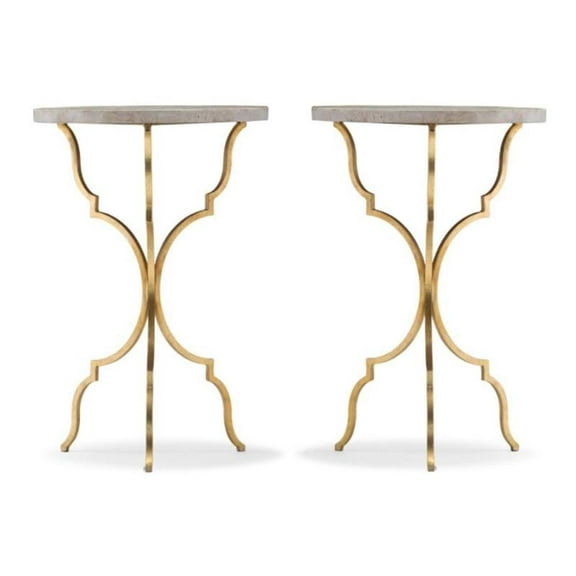 Home Square 16" Round Martini Table in Gold Finish - Set of 2