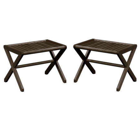 Home Square 17" Vertical Slatted Pattern Wood Stool in Espresso - Set of 2