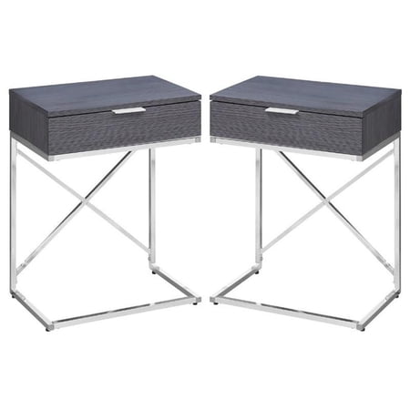 Home Square 18" End Table in Gray and Chrome Finish - Set of 2