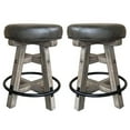 thumbnail image 1 of Home Square 18" Round Dining Wood Swivel Counter Stool in Brown - Set of 2, 1 of 2