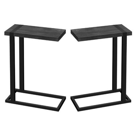 Home Square 19.25" Rectangular Thick Panel Wood Side Table in Black - Set of 2