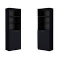 thumbnail image 1 of Home Square 2 Door Engineered Wood Bookcase in Black - Set of 2, 1 of 8