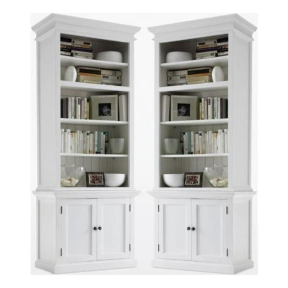 Home Square 2 Doors Bookcase in Pure White Finish - Set of 2