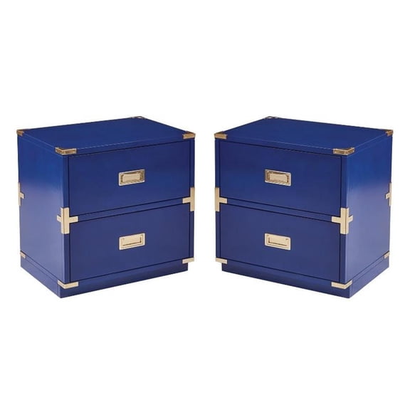 Home Square 2 Drawer Cabinet in Lapis Blue Fully Assembled - Set of 2