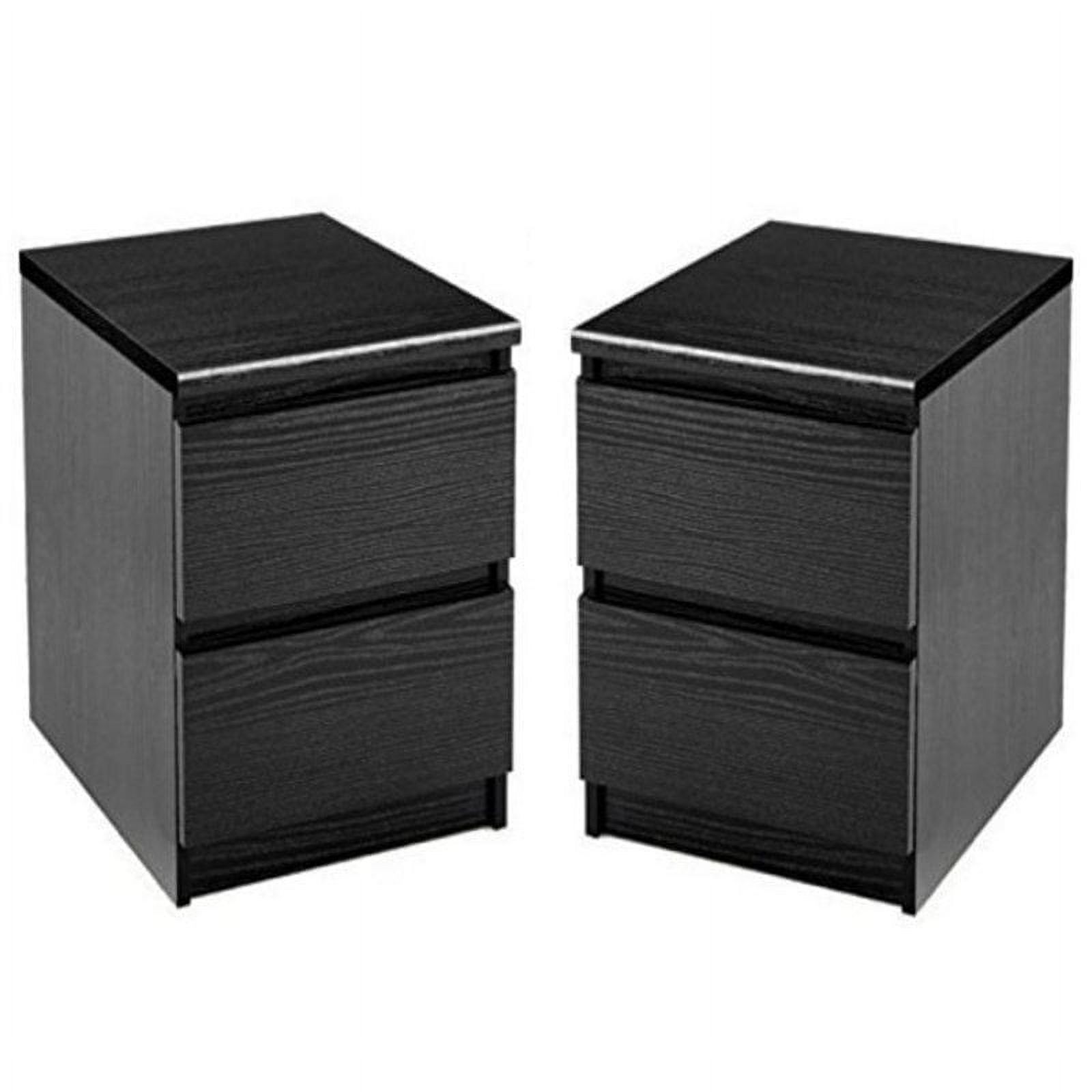 Home Square 2 Drawer Night Stands in Black Woodgrain (Set of 2) - image 1 of 4