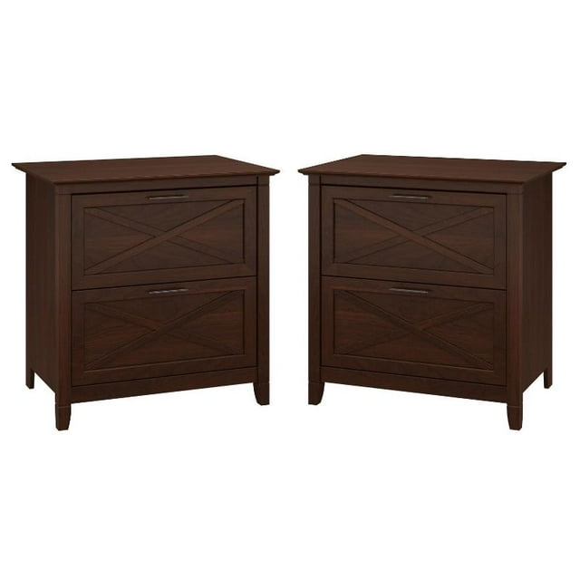 Home Square 2 Drawer Wood Filing Cabinet Set in Bing Cherry (Set of 2)