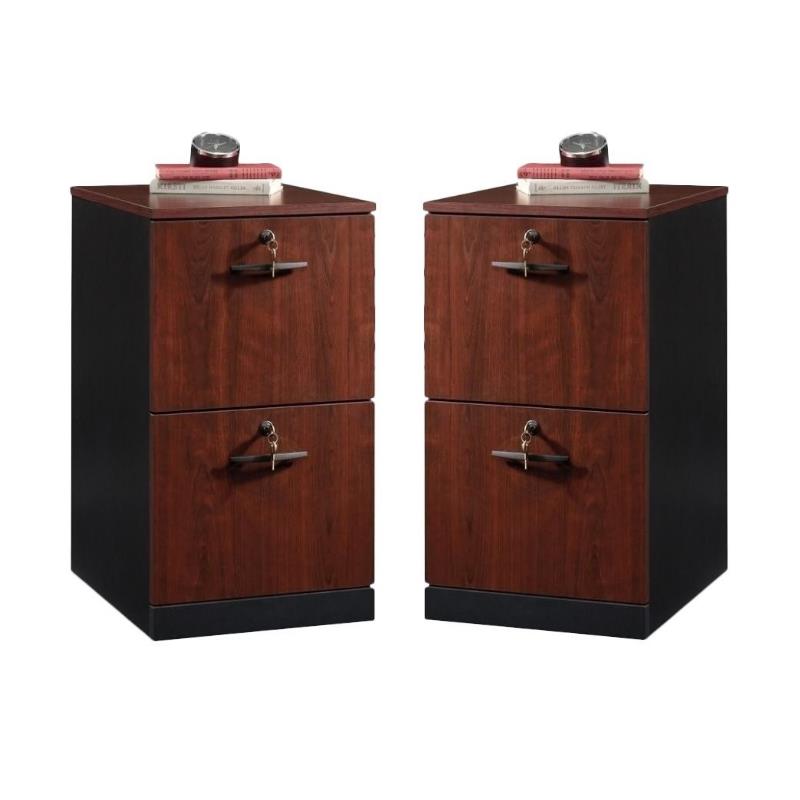 Home Square 2 Drawer Wood Filing Cabinet Set in Classic Cherry (Set of 2) - image 1 of 8