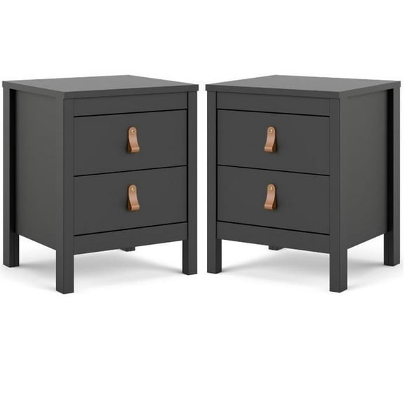 Home Square 2 Piece 2 Drawer Nightstand Set in Black Matte