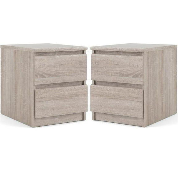 Home Square 2 Piece 2 Drawer Wood Nightstand Set in Truffle