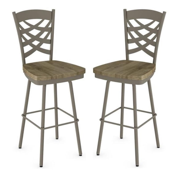 Home Square 2-Piece 26.38" Swivel Counter Stool Set in Beige/Light Gray