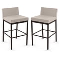 thumbnail image 1 of Home Square 2-Piece 26" Faux Leather Counter Stool Set in Cream/Brown, 1 of 5