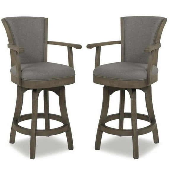 Home Square 2 Piece 27" Counter Height Bar Stool Set with Wood Frame in Grey
