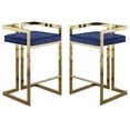 thumbnail image 1 of Home Square 2 Piece 27" Velvet Counter Stool Set with Gold Metal Base in Navy, 1 of 4
