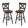 thumbnail image 1 of Home Square 2-Piece 29.31" Distressed Wood Swivel Bar Stool Set in Brown/Black, 1 of 4
