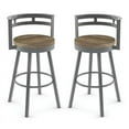 thumbnail image 1 of Home Square 2-Piece 29.5" Distressed Wood Swivel Bar Stool Set in Beige/Gray, 1 of 3