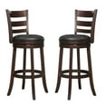 thumbnail image 1 of Home Square 2 Piece 29" Faux Leather Swivel Wood Bar Stool Set in Dark Cherry, 1 of 7