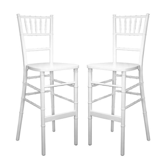 Home Square 2 Piece 29" Traditional Wooden Chiavari Bar Stool Set in White