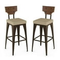 thumbnail image 1 of Home Square 2-Piece 30.88" Fabric Bar Stool Set in Beige/Brown/Medium Brown, 1 of 4