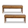 thumbnail image 1 of Home Square 2 Piece Asher Genuine Leather Bench Set in Cognac Tan, 1 of 7
