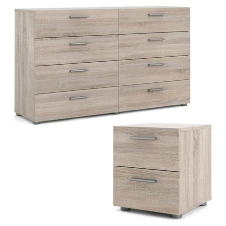 Home Square 2 Piece Bedroom Set with 8 Drawer Dresser and 2 Drawer Nightstand in Truffle