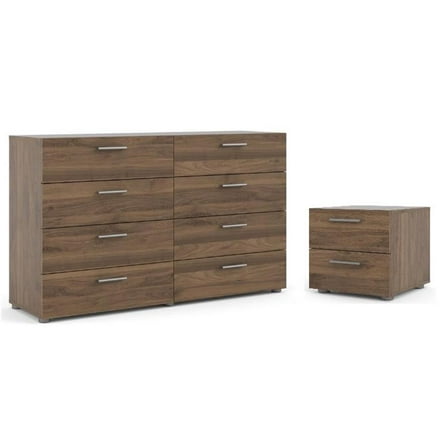 Home Square 2 Piece Bedroom Set with Dresser and Nightstand in Walnut