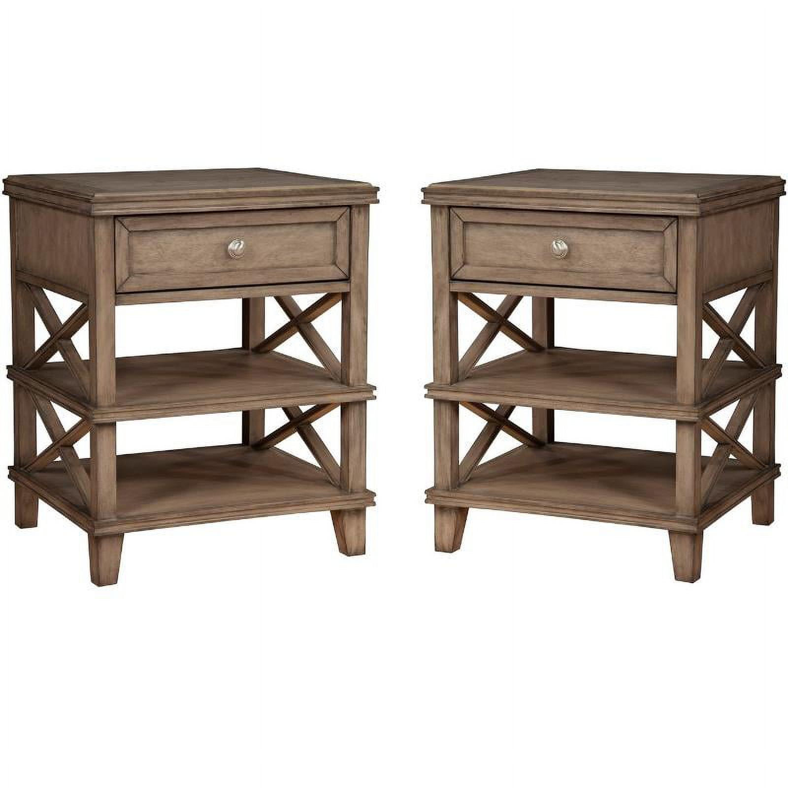Home Square 2 Piece Bedroom Set with Two 1 Drawer Nightstands in French