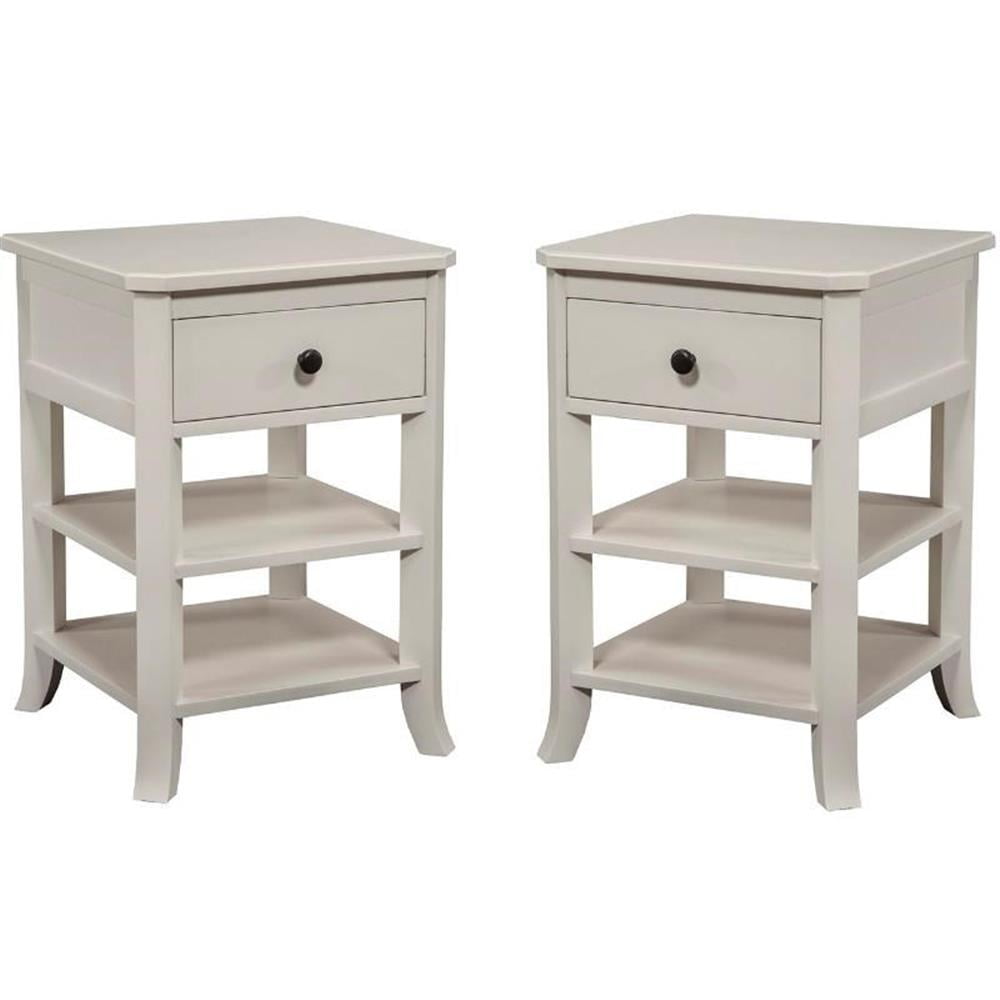 Home Square 2 Piece Bedroom Set with Two 1 Drawer Wood Nightstand in White